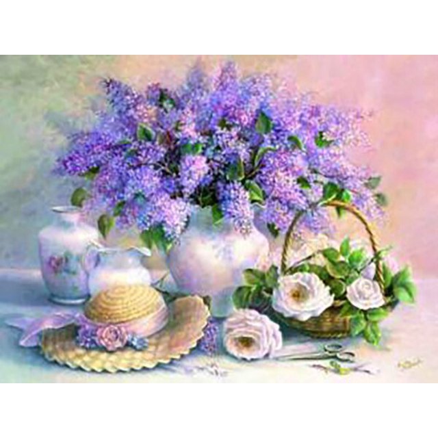 EverShine-pintura con diamantes de imitación, mosaico de flores, Cuadrado completo, imagen nueva 2023, bordado de diamantes, lila, lavanda, arte de pared