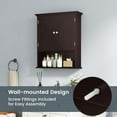 thumbnail image 3 of XPOPR  Bathroom Wall Cabinet, Wooden Hanging Storage Cabinet with Doors & Shelves, Multipurpose Storage Cabinet for Restroom Kitchen Living Room, Wall Mounted Bathroom Medicine Cabinet. Brown, 3 of 10