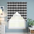 thumbnail image 6 of Black White Plaid Kitchen Window Curtains, Swag Curtains Valance for Bedroom Living Room Bathroom, Gradient Geometric Buffalo Checkered Rod Pocket Window Curtain Block Drapes 2 Panels 36"x36", 6 of 9