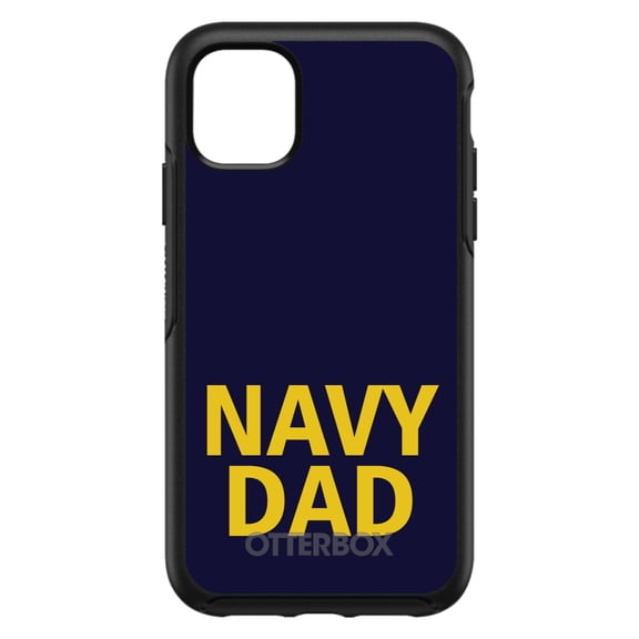 DistinctInk OtterBox Symmetry Custom Case for Apple iPhone 15 (6.1" Screen) - Show Your Support for the Navy - Raised Bezel Screen Guard