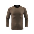 thumbnail image 2 of ZRGHAOYLQ Men Quick Dry Moisture Wicking Mens Gym Shirts Athletic T-Shirts Big and Tall Solid Color Shirt Long Sleeve Crewneck Pullover Outer Sport Fitness Shirts Tops Brown XL, 2 of 5