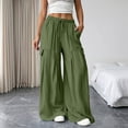 thumbnail image 2 of Edvintorg Lounge Pants Women with Pockets Flowy Lightweight Elastic Waisted Loose Cascual Wide Leg Trouser with Pockets Womens Clothes Army Green M, 2 of 8