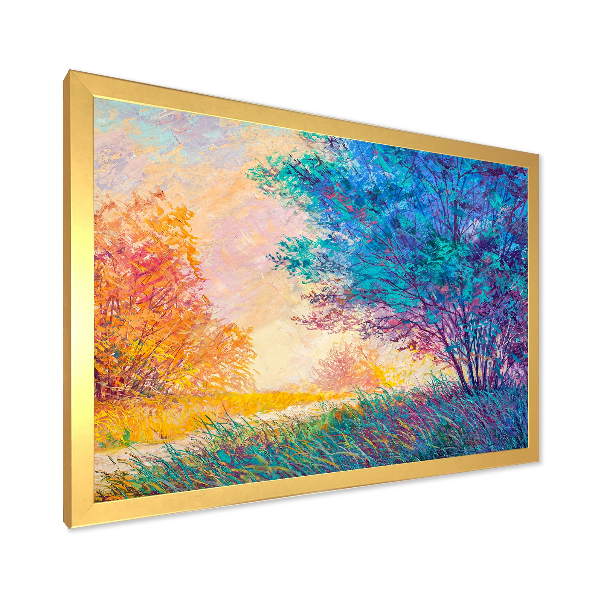 Designart 'Sunset In Autumnal Forest Landscape' Traditional Framed Art Print