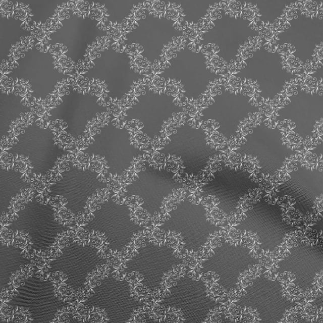 oneOone Velvet Dark Gray Fabric Asian Block Sewing Material Print Fabric By The Yard 58 Inch Wide