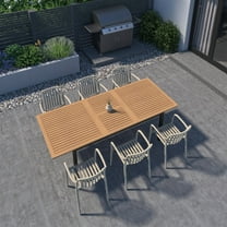 Amazonia Port of Mystique 7-Piece Teak Finish Wood 100% FSC Rectangular Patio Dining Set Sand