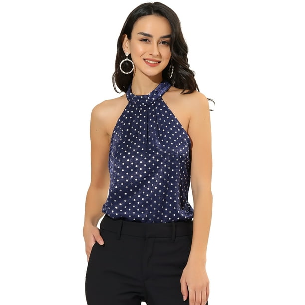 Blusas Elegantes Camisetas Cuello Halter Mujer Blusa Sin Mangas De