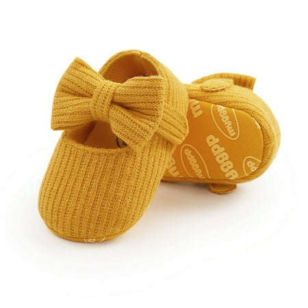

Zonghan Infant Bowknot Soft Soled Non Slip Toddler Shoes With Plaid Headband Yellow L Size