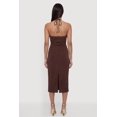 thumbnail image 4 of Women's Metallic Neck Detail Side Ruched Midi Dress, 4 of 4