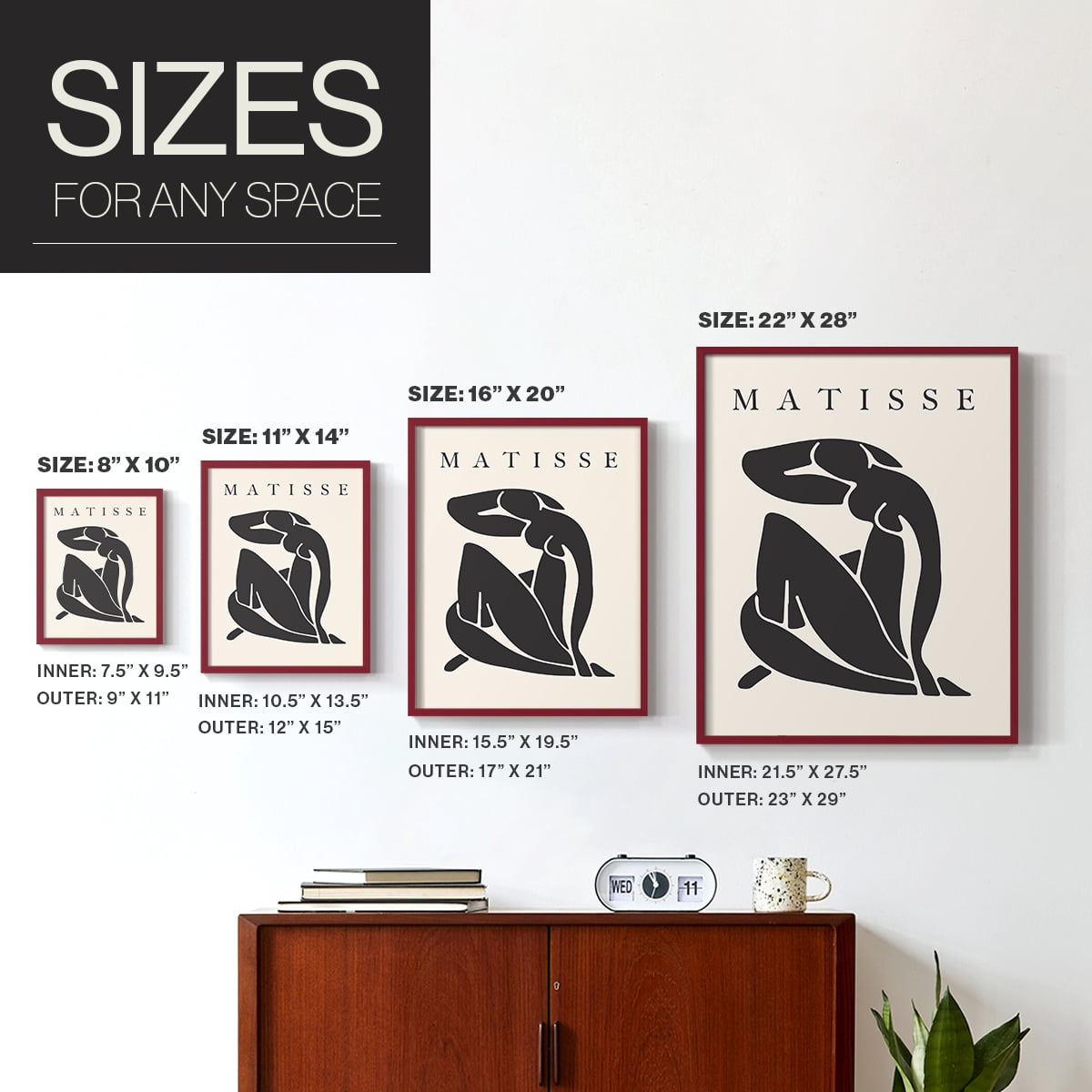 Matisse CCCLXXVI in Red Solid Wood 11 x 14 Framed Print