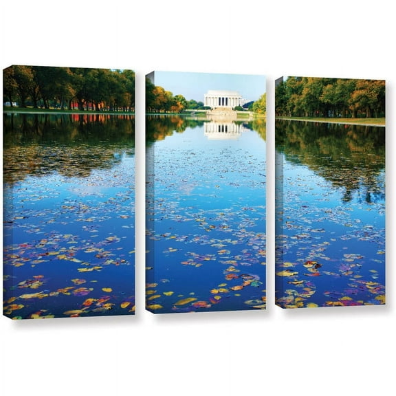 ArtWall Steve Ainsworth "Lincoln Memorial And Reflecting Pool I" 3-Piece Gallery-wrapped Canvas Set
