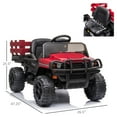 thumbnail image 3 of Aosom 12V Kids Ride-on Car Electric Truck Pickup Toy with Parent Remote Control and Trailer, MP3/USB Input for Music, Red, 3 of 10