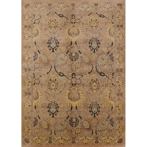 Ahgly Company Machine Washable Indoor Rectangle Industrial Modern Light Brown Area Rugs, 7' x 9'