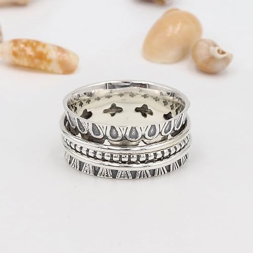JAY JOOLS Women's Meditation Spinner Ring Sterling Silver Stress Relief & Mindfulness