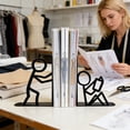thumbnail image 4 of BotaniNest 1 Pair Metal Bookends Cute Person Book Ends Black Metal Bookends Desktop Book Holder For Home Bookshelf For Readers, 4 of 7