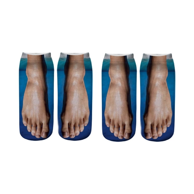 Two Pairs 3D Pattern Manicure Print Socks Funny Hidden Running Socks Women Personalized Stockings compression stockings Multicolor