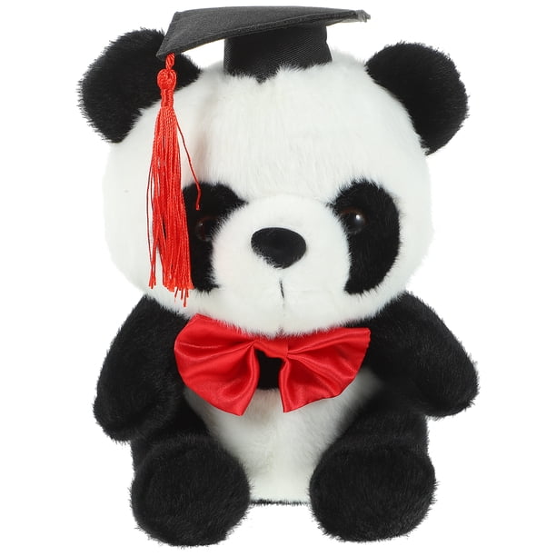 Panda de graduación, muñeco de panda de peluche, adorable panda de peluche, juguete de panda de dibujos animados, regalo de panda de peluche
