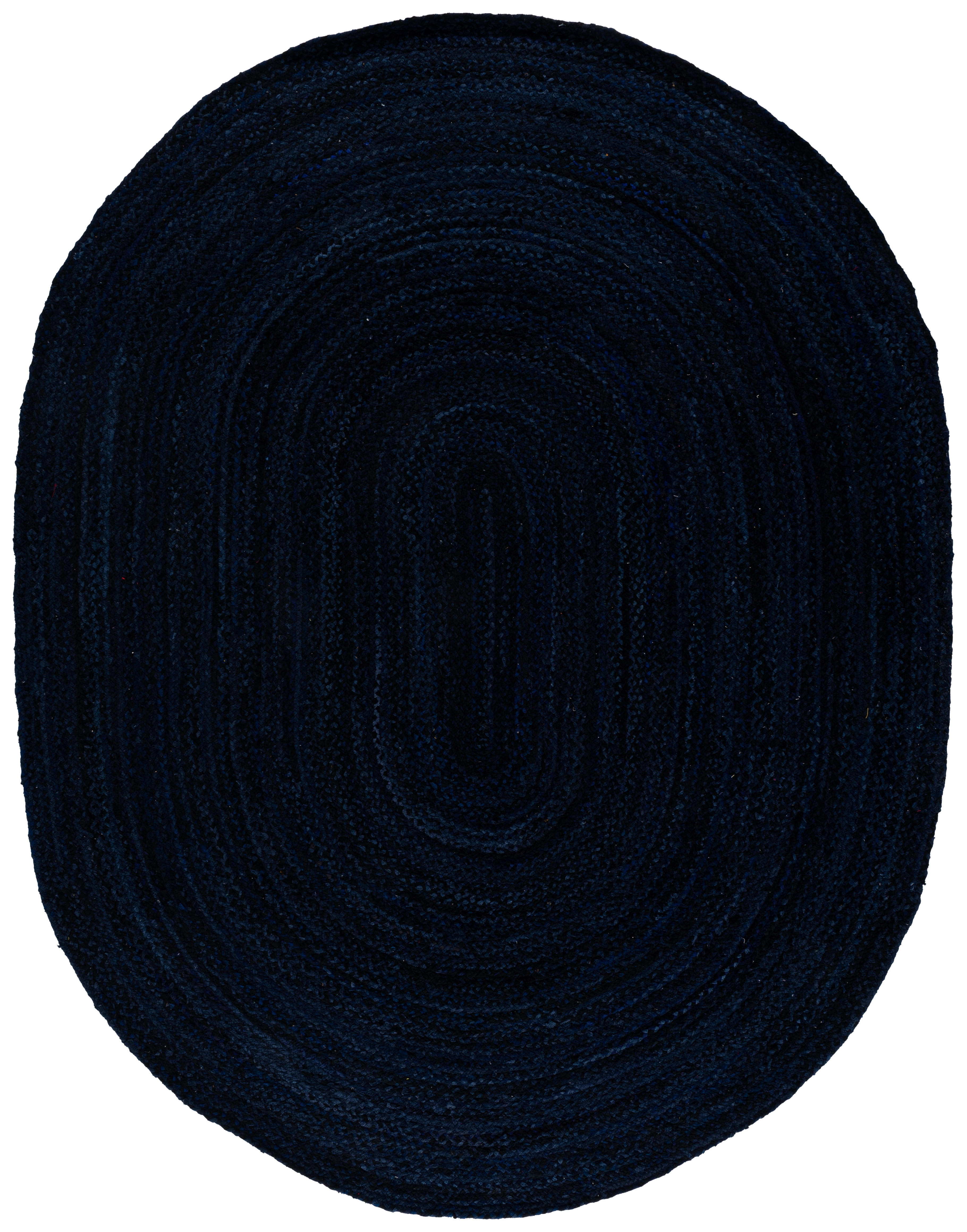 Safavieh Braided Calvin Transitional Cotton Reversible Area Rug, Navy/Black, 6' x 8' Oval