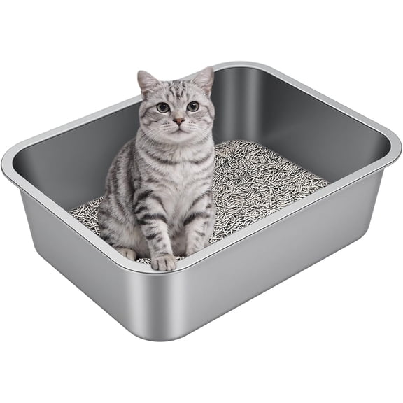 Stainless Steel High Sided Cat Litter Box