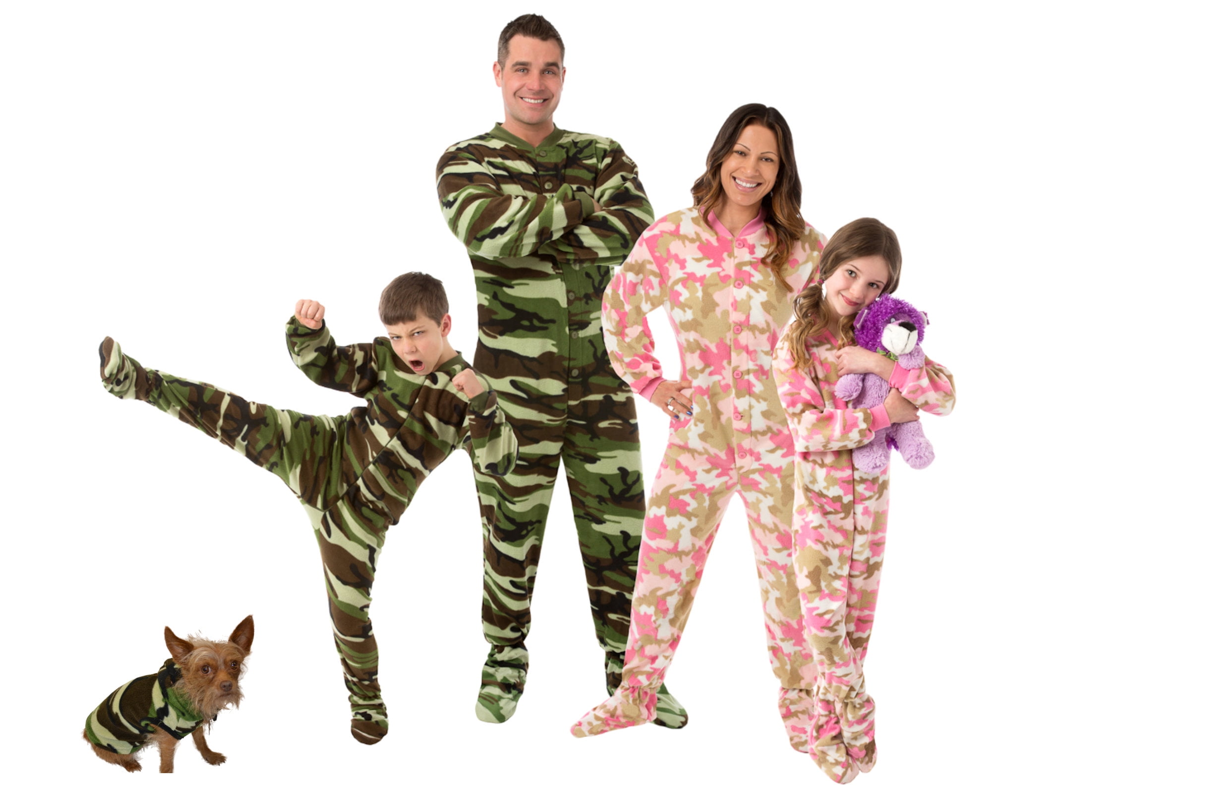 Big Feet PJs Girls Pink Camouflage Micro Fleece Footed Pajamas One-Piece Sleeper Size 8