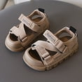 thumbnail image 2 of Caqnni Boys Double Adjustable Strap Lightweight Sandals (See More Colors and Sizes) Casual Sandals Beach Shoes Boys Summer Sandals (Brown,11), 2 of 7