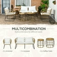 thumbnail image 6 of Outsunny 5 Piece PE Rattan Outdoor Furniture Set w/ Stacking Tables, White, 6 of 10