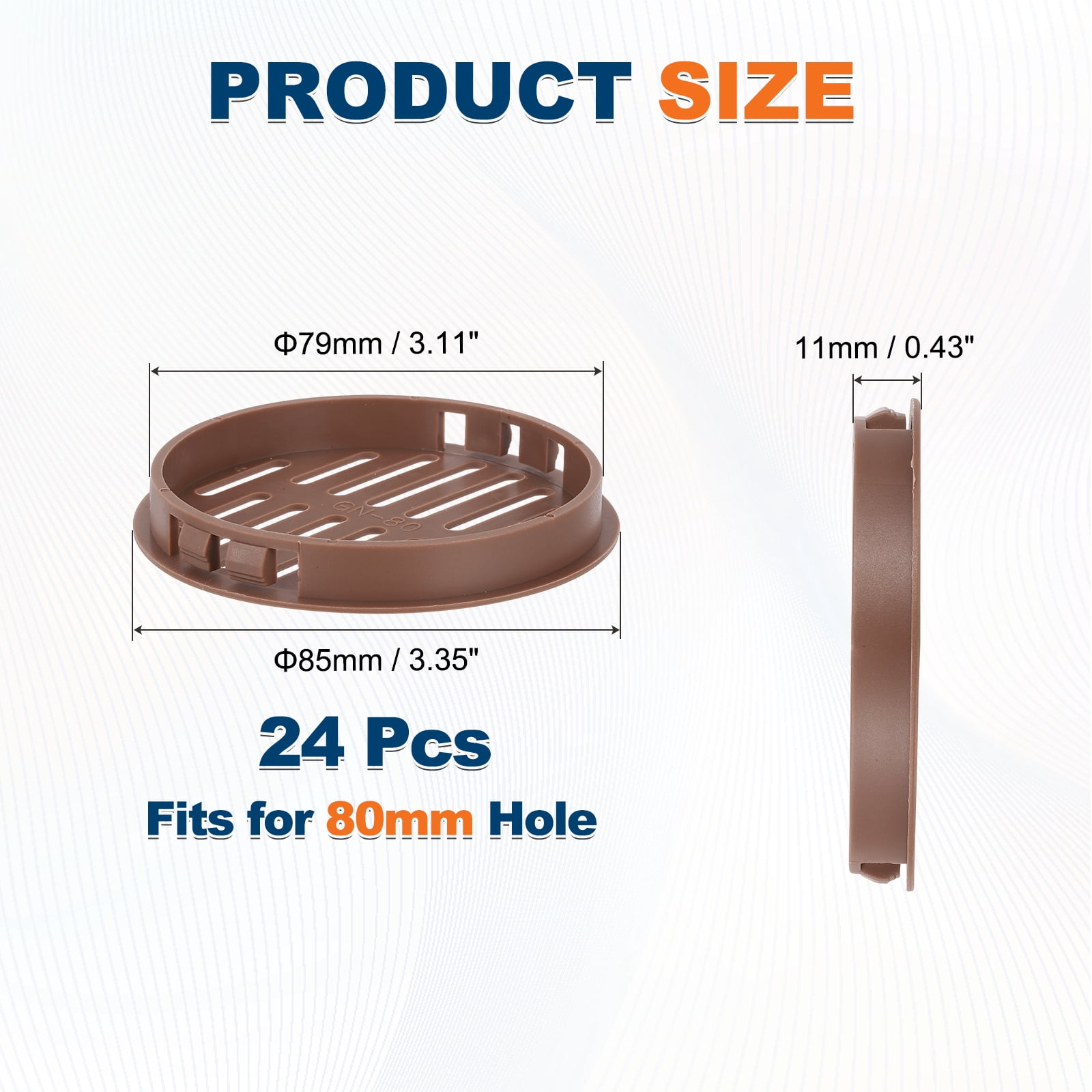 Uxcell 24 Pcs Round Soffit Vents (80mm / 3.15") - Plastic Louver Soffit Air Vent Cover Circular Air Mesh Screen Grille for Home/Bathroom/Wall/Ceiling/Cabinet, Brown