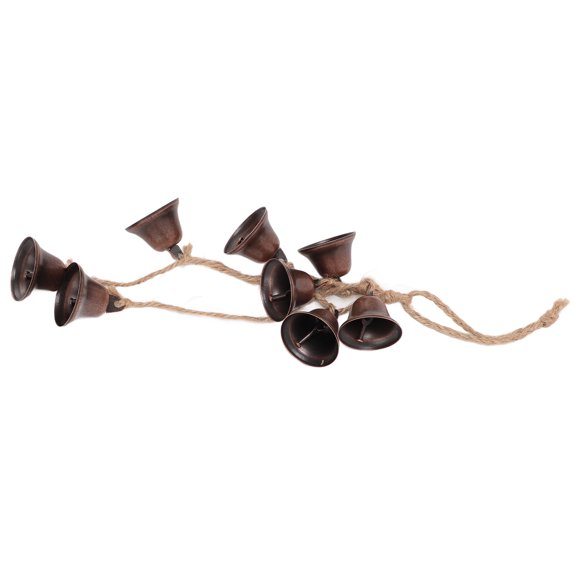 Vintage Metal Witch Bells Hanging String of 8 for Rustic Home Decor, Christmas Tree and Holiday Decorations with Inner Peace Feeling, Witch Role Playing Games