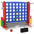 thumbnail image 1 of OLAKIDS Jeu Géant 4 en Ligne avec Réglage de la Hauteur, 4 Jeux à Marquer pour le Plaisir Intérieur Extérieur avec Filet en Maille, Sac de Rangement, Golf, Panier de Basketball, Lancer de Anneaux pour Enfants Adultes, 1 of 9