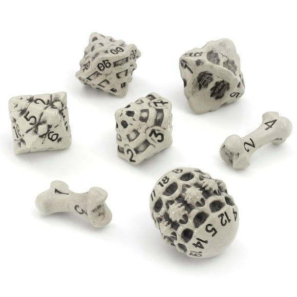 DND Dice Set - Set of 7 Polyhedral Skull & Bone RPG Dice - D20, D12,%D10, D10, D8, D6 & D4 Sided. Cool & Unique Gift for Dungeons & Dragons, Warhammer, D&D, Pathfinder,