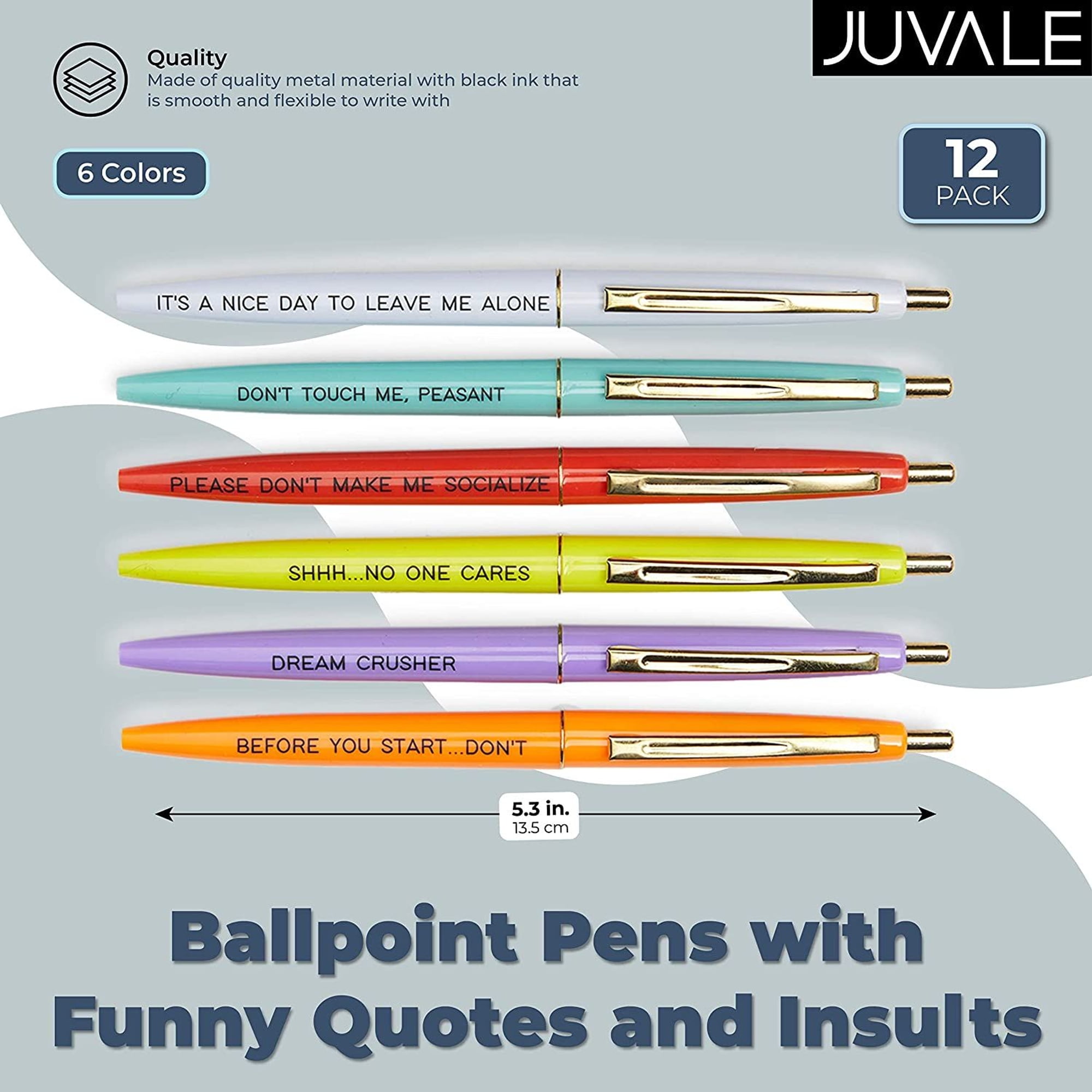 12 Pack Snarky Ballpoint Pens with Sarcastic Quotes, Funny Work Pens for  Adults, Colleagues, Employee Appreciation Gifts, 6 Assorted Colors in 2023