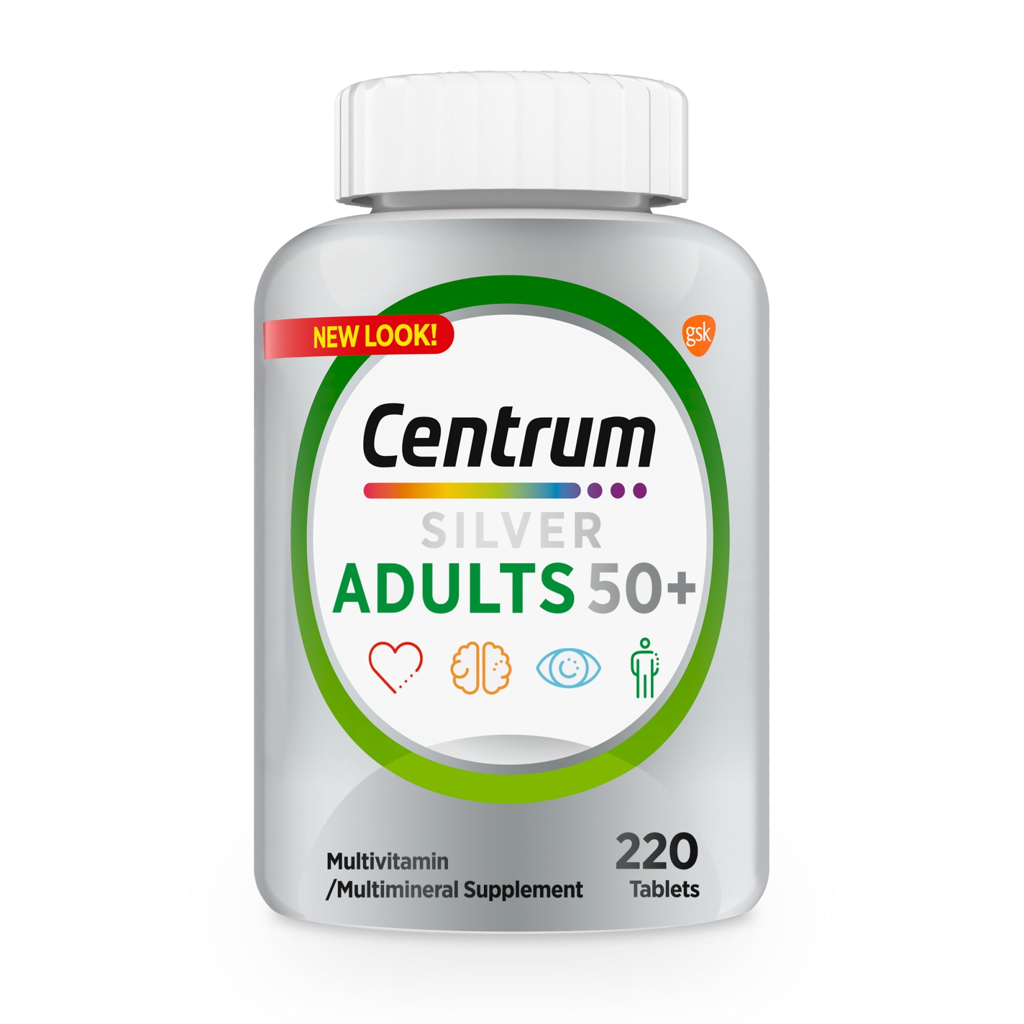 Centrum Silver Multivitamin for Adults 50 Plus, Multimineral Supplement, Supports Memory and Cognition In Older Adults - 220 Ct