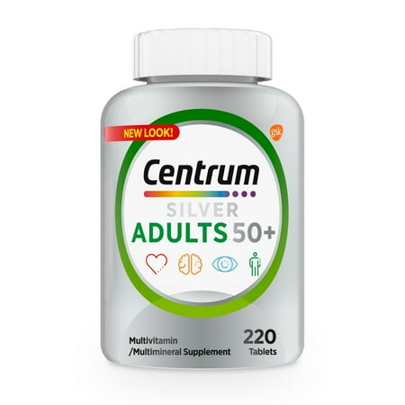 Centrum Silver Adults 50 Plus Vitamins Multivitamin Supplement 220 Count for Adults 50 and Older