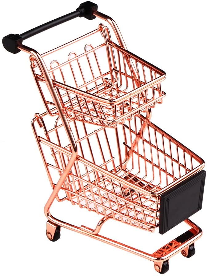 1 PC Mini Metal Shopping Cart Supermarket Handcart Trolley Kid's Toys for Office Home Novelty Decoration Creative Storage Tools 
