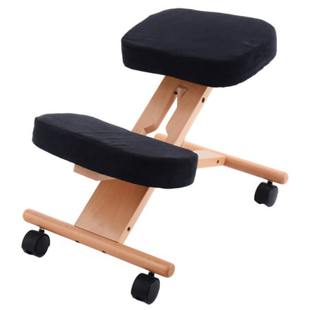 Costway Ergonomic Kneeling Chair Wooden Adjustable Mobile Padded Seat and Knee Rest (Best Ergonomic Kneeling Chair)
