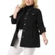thumbnail image 4 of Chaqueta de mezclilla para mujer de talla grande Agnes Orinda con botones y mangas largas 3X negra, 4 of 6