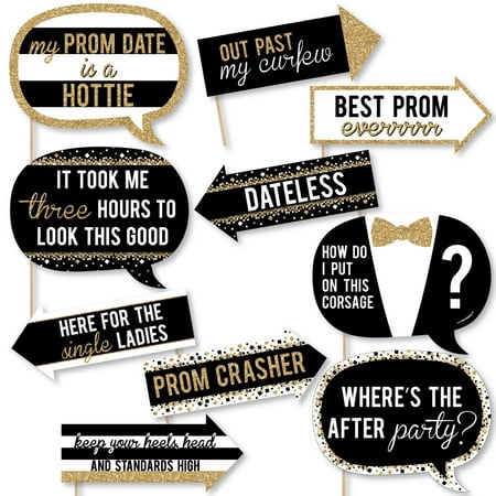 Funny Prom - Prom Night Party Photo Booth Props Kit - 10 Piece