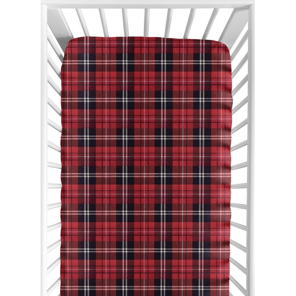 Sweet Jojo Designs Rustic Patch Red and Black Fitted Crib Sheet