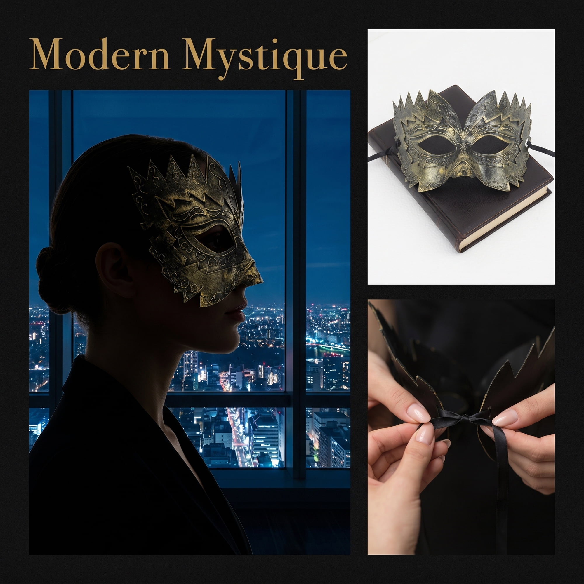 Unique Bargains 2-Pack Masquerade Venetian Half Face Mask for Halloween Gold 7.5" x 3.9"