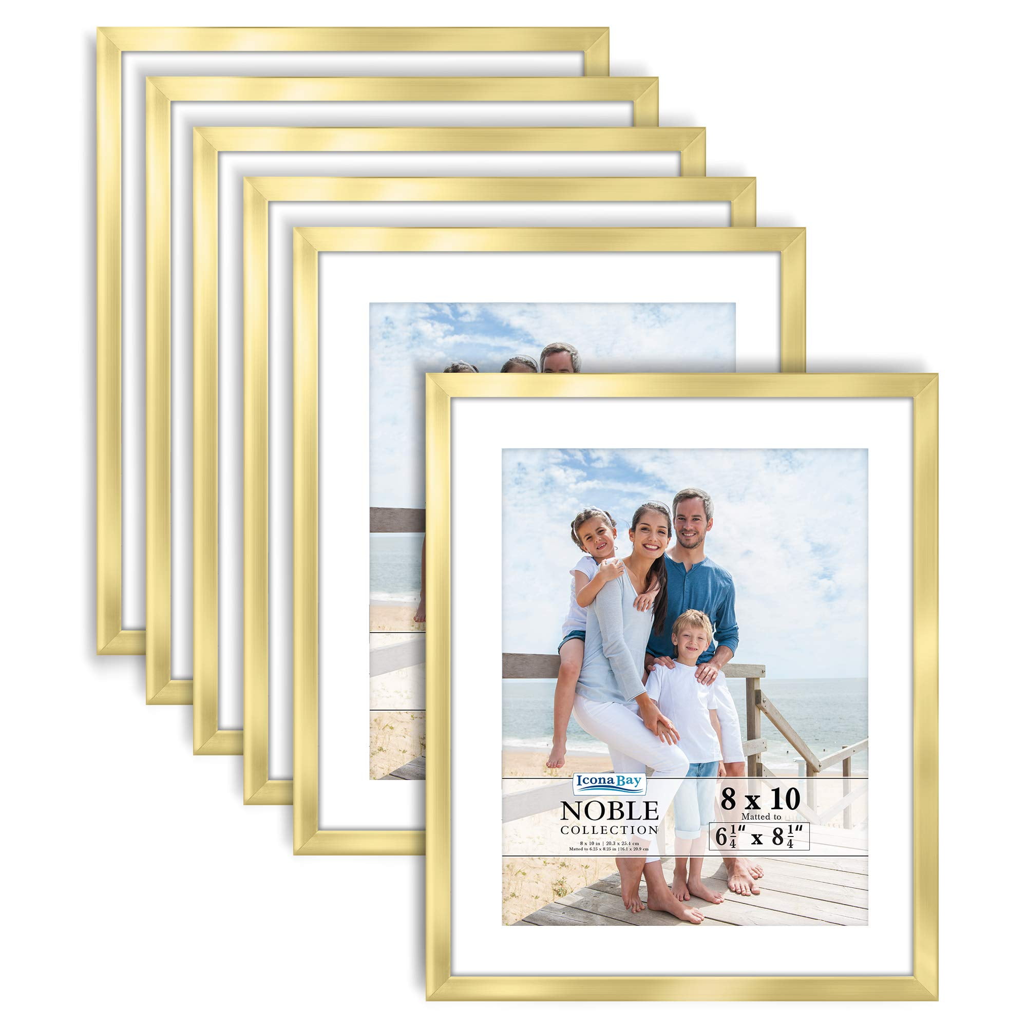 Icona Bay 8x10 Gold Picture Frames, ContempoModern Style, 6 Pack
