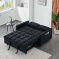 thumbnail image 3 of CQSXDA 3 In 1 Convertible Sleep Sofa Bed, Modern Velvet Design Small Love Seat With Pockets And Cushions For , Black, 3 of 10