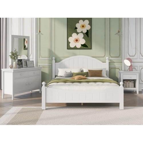 Solid Wood Bedroom Furniture Set, 4Piece Bedroom Set, Full Platform