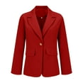 thumbnail image 1 of Jindong Blazers pour Femmes, Veste de Travail Décontractée à Manches Longues avec Col à Revers et Boutons, Manteaux Rouges pour Femmes, 1 of 8