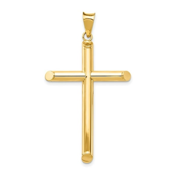 Auriga Fine Jewelry 14K Yellow Gold Polished Tube Cross Pendant for Women
