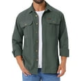 thumbnail image 1 of INSPIRAR CHIC Camisas de Trabajo Casual para Hombre de Manga Larga con Botones y Bolsillos para Pesca y Senderismo L Gris, 1 of 6