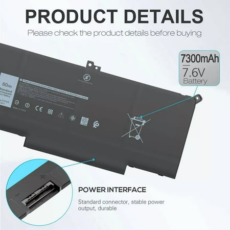 60Wh F3YGT Battery For Dell Latitude E7280 E7290 E7380 E7390 E7480 E7490