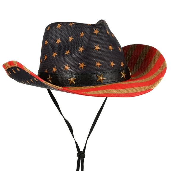 Baluue wide Brim patriotic Party Hats Cowboy Hat Straw 1Pcs for Men Women
