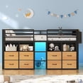 thumbnail image 5 of Afuhokles Low Loft Bed Twin Size with 8 Storage Drawers, Twin Loft Bed with Bookcase and LED Lights, Black, 5 of 8