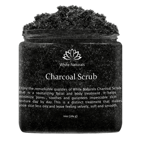 Activating Body Scrub Activated Charcoal Scrub By White Naturals: Facial&Body scrub,Reduces Wrinkles,Blackheads&Acne Scars,Natural Skin Care,Face Cleanser,Pure Vegan Scrub For Skin Exfoliation And Detox ()