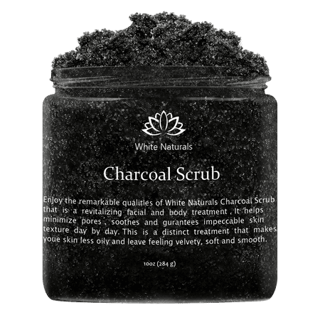 Activated Charcoal Scrub By White Naturals: Facial&Body scrub,Reduces Wrinkles,Blackheads&Acne Scars,Natural Skin Care,Face Cleanser,Pure Vegan Scrub For Skin Exfoliation And (Best Detox Bath For Acne)