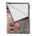 thumbnail image 2 of Fantasy Soft Flannel Fleece Throw Blanket, Castle Balcony Checkered Floor Pattern Medieval Architecture Floral Arrangement, Cozy Plush for Indoor and Outdoor Use, 50" x 60", Multicolor, by Ambesonne, 2 of 5